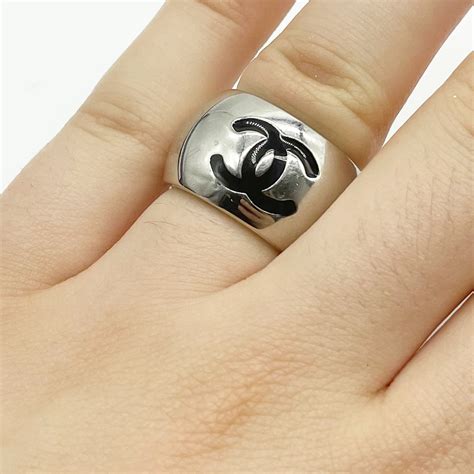 chanel o ring|chanel logo ring silver.